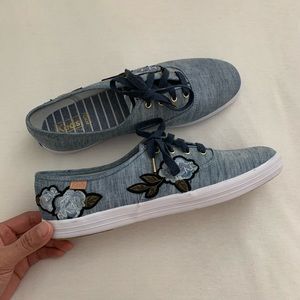 Keds Chambray floral Embroidered sneaker shoes